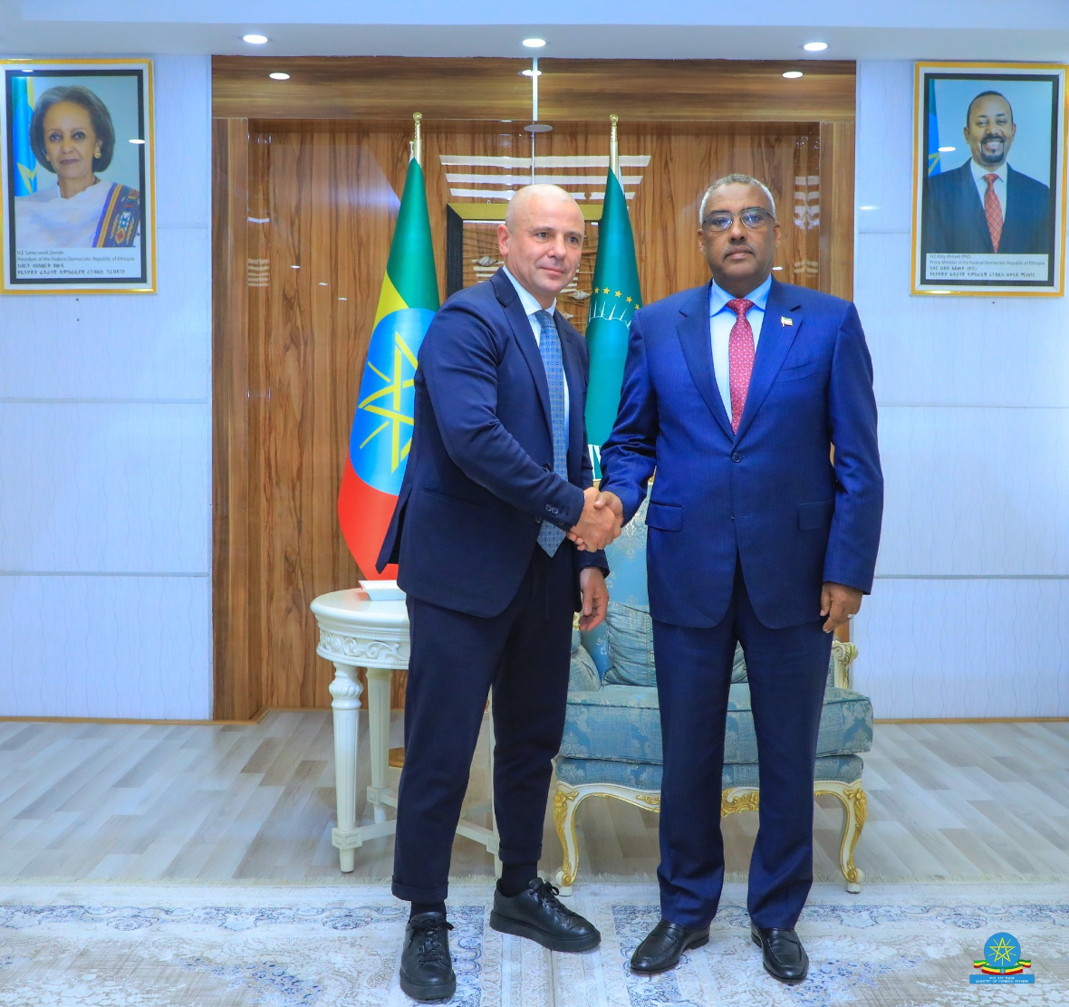 H.E. Demeke Mekonnen conferred with H.E. Agostino Palese, Italian Ambassador to Ethiopia today (04 April 2023).